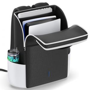 Sac &agrave; Dos pour Console PS5/Slim/Pro, Sac de Transport PS5 de Protection Compl&egrave;te, Backpack de Rangement de Grande Capacit&eacute; pour Deux Manettes, Portail PS, Ordinateur Portable, Accessoire PS5/PS4 (Topda Electronics, neuf)