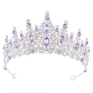 DRESHOW Couronne d'anniversaire pour Femmes Tiare de Cristal pour Filles Accessoires de Cheveux Tiare de Mariage Couronne de Princesse Paillet&eacute;e Serre-t&ecirc;te de F&ecirc;te Diad&egrave;mes pour Femme (Dreshow, neuf)