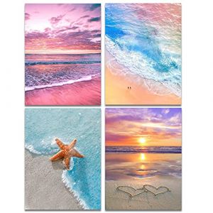 Muzagroo Art 4 Pack 5D Diamond Painting Kits for Adults, DIY Round Drill Diamond Art Kits for Beginners, Beach and Waves Diamond Dot Kits (Fokenzary, neuf)