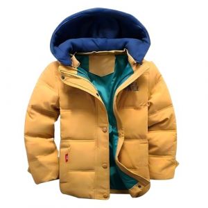 linboo Doudoune Enfant Gar&ccedil;on Manteau de Duvet Blouson Chaud Veste d'Hiver &agrave; Capuche Sport Jacket, Jaune, 7-8 ans (TBONBON-EU, neuf)