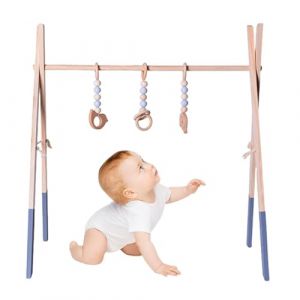 Portique D'&Eacute;veil B&eacute;b&eacute; Bois, Gymnase D'Activit&eacute;s Pour B&eacute;b&eacute;, Jouet Pliable En Bois Pour Nouveau-n&eacute;s, Jouets D'&eacute;veil Pour Chambre De B&eacute;b&eacute;s, Chambre De Nouveau-n&eacute;, Salon (MaoShiShangMao, neuf)