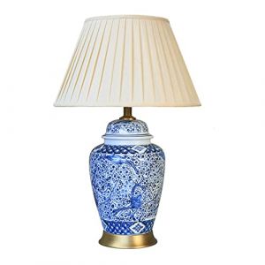 FAZRPIP Lampe De Table en Porcelaine Bleue Et Blanche Chambre Lampe De Chevet Style Chinois Jingdezhen Porcelaine Vase Chambre Lampe De Bureau Tout Cuivre en C&eacute;ramique Lampe De Table Chinoise (LuckyBasket, neuf)