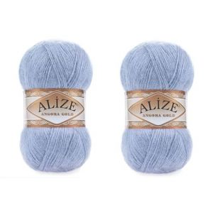 Lot de fil Alize Angora Gold doux pour crochet - 200 g, 110 m, 80 % acrylique, 20 % laine, dentelle, tricot &agrave; la main, fil turc (Bleu) (1LEAGUE, neuf)