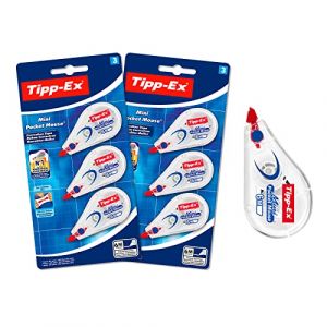 Tipp-Ex Correction Mini Pocket Mouse Rubans Correcteurs - Très Résistant - 6 m x 5 mm, Lot de 2 Blisters de 3 (DLM Direct FR, neuf)