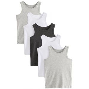 NEXT Débardeurs, lot de 5 Gris 7-8 Ans (Next Germany GmbH, neuf)