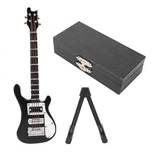 Mini modèle de guitare basse électrique, guitare électrique miniature en bois avec support, ornement de musique, modèle de maison de poupée miniature, modèle de basse de (Noir) (Wongsington, neuf)