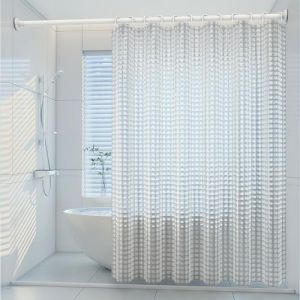 Lkw Ogechi 120x200cm EVA Rideaux de Douche Imperm&eacute;able Anti-moisissure, Rideau de Bain Semi-Transparent Lavable, Rideau de Salle de Bain avec Motif &agrave; Carreaux en Cristal (LCAWEI, neuf)