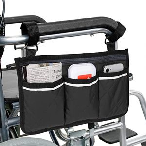 supregear Latéral pour Accoudoir pour Sac Fauteuil Roulant, Sac de Rangement pour Marche avec Bandes, Pochettes de Rangement étanches, Scooter de Mobilité, Marcheur, Accessoires pour Déambulateur (J&D Tech FR, neuf)
