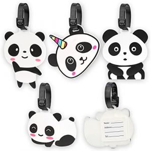Lot de 4 Etiquette Bagage, Panda Étiquette Valise Avion Étiquette Valise Avion Étiquette de Voyage Étiquettes Porte Adresse Porte Etiquette Bagage pour Valise, Bagages, Sacs à Dos, Voyages (Mxcwir EU, neuf)