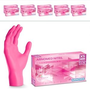 1000x ARNOMED&reg; Gants en nitrile taille XS Rose, Gants &agrave; usage unique pour chirurgie & laboratoire, Gants en nitrile sans poudre & sans latex, Moufles en nitrile XS, S, M, L, XL, XXL (arnowa, neuf)