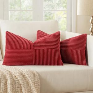 MIULEE No&euml;l Lot de 2 Housse Coussin en Velours C&ocirc;tel&eacute; 30x50cm Bordeaux Housse de Coussin Decoratif Coussin de Canap&eacute; Moderne Doux D&eacute;co Coussin de Canap&eacute; (MIULEE HOME, neuf)