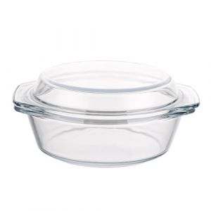 YAYODS Plat à gratin en verre avec couvercle - 650 ml - Petit plat à gratin rond - 17,5 cm - Plat à micro-ondes avec couvercle rond - Passe au four - Cocotte en verre avec poignées pour salade de (Yayods, neuf)