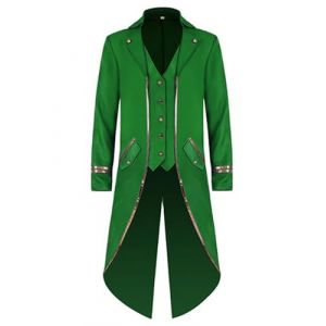 Runhomal Veste Smoking Homme Femme Manteau Queue de Pie D&eacute;guisement Prince Roi Costume de Directeur du Cirque Dompter F&ecirc;te &agrave; Th&egrave;me Carnaval Halloween B Vert XXL (henanxianglijuzhuangshicailiao, neuf)
