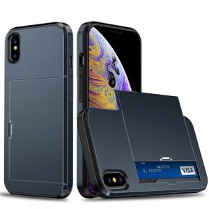 Coque Portefeuille pour iPhone X/iPhone XS avec Porte-Cartes, &Eacute;tui de Protection T&eacute;l&eacute;phone Double Couche Antichoc, Fente Cach&eacute;e Coulissante, Antichoc TPU+PC Housse Portefeuille - Cyan Tib&eacute;tain (xinyunew, neuf)