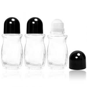 3 Pièces Roll on Vide, 50ml Rechargeables En Verre Déodorant Roll-on Bouteilles Vide, Flacon Vide Huile Essentielle Avec Rouleau à Billes et Capuchon, Pour Les Huiles Essentielles Aromathérapie, Noir (xunlaimaoyi, neuf)
