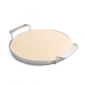Onlyfire Pierre à pizza φ33,52cm avec support de poignée pour four à pizza, barbecue au gaz, barbecue, barbecue, Kamado, convient au Weber Gourmet BBQ System (Onlyfire Store, neuf)
