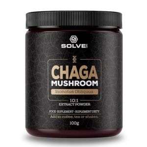 Solve Labs® ● Poudre d'extrait de champignon chaga sibérien de qualité supérieure ● 10% de bêta-D-glucanes ● Concentré 10:1 ● Sans agents de remplissage ● 100 G ● 3 mois d'approvisionnement (The Good Weather Co, neuf)