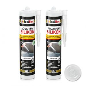 Isolbau Lot de 2 cartouches de silicone pour aquarium - 300 ml - Transparent - Élasticité permanente - Pour aquarium et construction en verre - Pour intérieur et extérieur (isolbau, neuf)