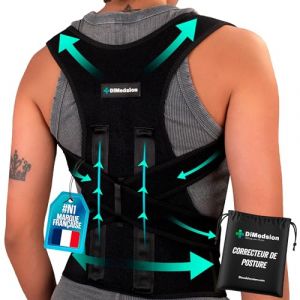 Dimedsion correcteur de posture femme | Correcteur de posture homme respirant, redresseur de dos avec sac, maintien du dos, du cou et des épaules, posture correcteur dos homme (M) (DiMedsion, neuf)
