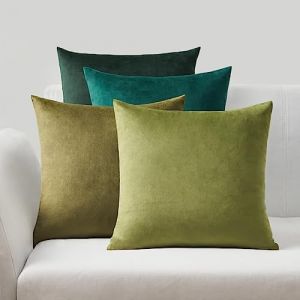 Topfinel Housse de Coussin 50x50 Vert Emeraude en Velours Brillant Doux Housse Coussin Canape Decoration Parfait pour Salon Jardin Banc Lit Chambre à Coucher Bureau Naturel Boheme Lot de 4 (NoledarEU, neuf)