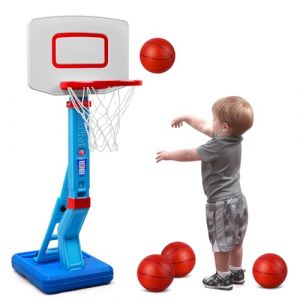 Erixazs Panier Basket Enfant - Panier De Basket Exterieur Interieur - Panier De Basket Enfant 3 4 5 6 7 Ans Reglable 70-138cm Ensemble de Basketball Portable et Réglable Jeux Exterieur Enfant (Bleu) (SUPER JOY LTD, neuf)