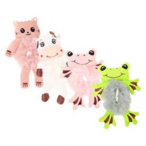NIYANGLE 4pièces Scrunchies Animaux Peluche Furry Hair Ties Pour Femmes Accessoires De Cheveux Doux Et Adorables Chat Vache Grenouille Grenouille Verte (Telinei, neuf)