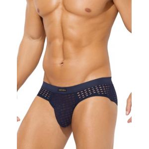 Mauro Kane Slip Homme Sexy Chic Transparent Cale&ccedil;on sous-v&ecirc;tements Lingerie Sexy Hommes Mesh Respirant Underwear Bleu Marine L (Mauro Kane, neuf)