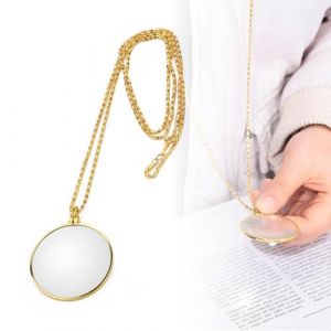 Loups Monocelles,Petite Mini Magnifying Glass Portable,Loupe Monocle 5X en M&eacute;tal avec Collier,Lentille en Verre Monocle,Pendentif pour Livres,Journaux,Loupe &agrave; Accrocher,Lecture Grossissant (Dor&eacute;) (JingXuan-shop, neuf)