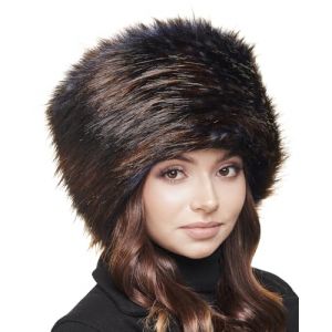 Futrzane Classic Chapeau Cosaque - Chapka Femme en Fausse Fourrure - Toque Russe (S, Bleu Marine avec Marron Classic) (Futrzane EU, neuf)
