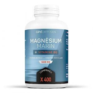 Magnésium Marin + Vitamine B6-400 comprimés de 548 mg - Système nerveux et Fonction musculaire (123PLANTES, neuf)