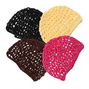 POPETPOP 4 Pi&egrave;ces Bonnet de Nuit Maille Crochet&eacute;e pour Femmes Couvre-cheveux Tress&eacute;s Protection Anti-frisottis Bonnet de Sommeil R&eacute;utilisable et Lavable Adapt&eacute; Cheveux Boucl&eacute;s et Lisses (Denneyas, neuf)