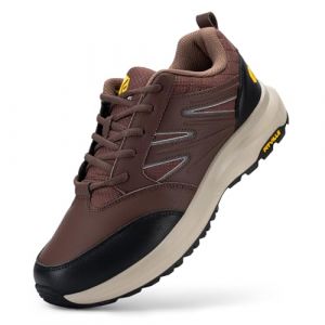 FitVille Extra Large Chaussures de Randonnée Imperméables pour Hommes Baskets Basses Trekking Respirant Antidérapant Soutien de la Voûte Plantaire Marron 48 EU X-Large (Pengxia_FV, neuf)