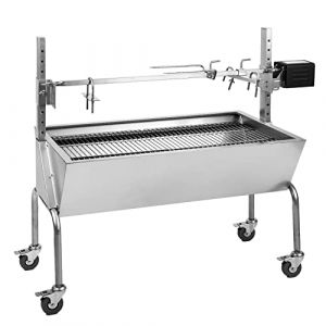 Oneconcept Tourne Broche Electrique 2 en 1, Mechoui, Rotisserie et Gril de Barbecue, Broche Cochon de Lait, Tourne Broche Barbecue avec Vitre, Rotissoire, Housse de Pluie (Electronic-Star-FR, neuf)