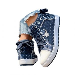 Minetom Femme Baskets Montante Sneakers Tennis Dentelle Maille Respirants Chaussures Toile À Lacets Décontractées B Bleu 37 EU (B.W.S KIT, neuf)