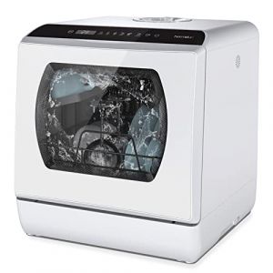 Hermitlux Mini Lave-vaisselle Compact 4 Couverts - 5 Programmes & Stérilisation 75°C, Nettoyage 360°, Lave vaisselle pose Libre avec 2 Modes d'Alimentation (Réservoir 5L/Robinet) (hermitlux Kitchen Appliances, neuf)