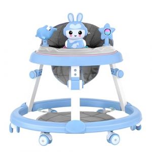 Trotteur Bébé, Trotteur Marche Bébé Pliable, Réglable en Hauteur, Anti-renversemen avec Roues Silencieuses à 360°, Plateau Repas et Plateau d'activités Musical Amovible, 6 Mois et plus (Bleu) (Weizhifu, neuf)