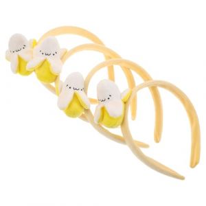 MOTHNUR 4 pi&egrave;ces Serre-t&ecirc;te Banane Peluche pour Filles Accessoires Cheveux Doux et Confortables Bandeau Visage R&eacute;utilisable pour Soins Spa et D&eacute;guisement Halloween Tropical (Huajiay, neuf)