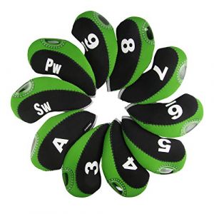 Andux Golf Fer Tête couvertures avec Nombre Tag Lot de 10 Noir/Vert Lime (Andux Store, neuf)