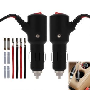 2 Prises Allume-Cigare 12V/24V avec Interrupteur &ndash; C&acirc;ble d&rsquo;Extension de 55 cm pour Voiture, Camping-Car et Camion, Prot&egrave;ge Contre la Surcharge avec Fusible de 15A et Indicateur de Statut (YuShangMei, neuf)
