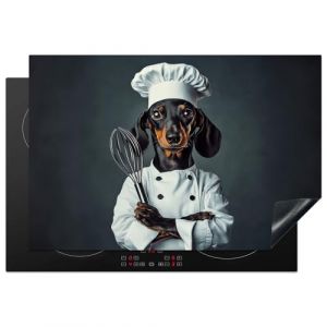 KitchenYeah© Protection Plaque Cuisson Deco Cuisine Cache Induction 78x52 cm Protège Pour Cuisiniere Protection Chien - Garde - Cuisinier (KitchenYeah, neuf)