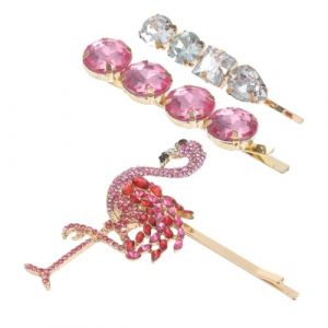 CALLARON 3 Pièces Pince à cheveux en diamant coloré arcs de cheveux de flamant rose pinces à cheveux avec bijoux briller unique pinces à cheveux décoratives barrettes à cheveux pour femmes (Raindrops On Roof, neuf)
