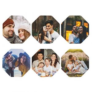 Dessous de Verre personnalisés avec Photo, Coucteurs en Cuir personnalisés, sous-Verres personnalisés avec Votre Photo, Image et Texte, Tapis de Tasse personnalisé (Octogonal, 6pcs) (MEIERLE Store, neuf)