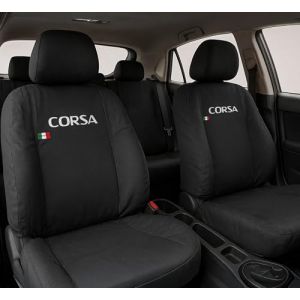 Auto Accessori Lupex Housses de si&egrave;ge auto compatibles Corsa, Accessoire Voiture Int&eacute;rieur | Made in Italy | Set couvre-si&egrave;ge avant et arri&egrave;re | Logo brod&eacute; | Airbag Compatible | Int&eacute;rieur (Noir/noir) (LUPEX SHOP, neuf)