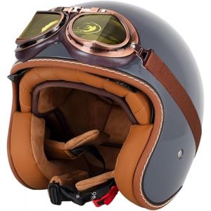 G&eacute;n&eacute;rique Retro Casque Demi Jet, Casque Jet Vintage, Casque Moto Scooter, Casque Bol Homologu&eacute; ECE Casque De Protection for Hommes Et Femmes, Casque De Cyclomoteur avec Lunettes (天津顶满跨境电子商务有限公司, neuf)
