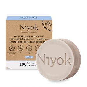 Niyok&reg; Shampooing Solide 2-en-1 "Sensitive" (80g) &bull; Sans Parfum &bull; Pour Cuir Chevelu Sensible &bull; Soin Capillaire Vegan & Naturel &bull; Apr&egrave;s-Shampooing Inclus &bull; 100% Cosm&eacute;tique Naturel &bull; Sans Plastique (Niyok, neuf)