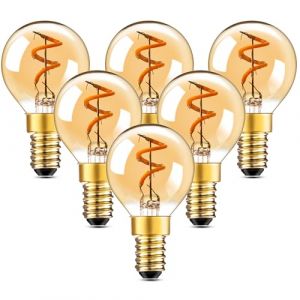 Century Light E14 LED Edison Ampoule, G40 1.5W Vintage Filament Forme Goutte Ampoule Remplace 15W,2200K Lumière Chaude Ampoule Pour Lustre Décoratif,50lm,230V,Verre Ambre,CRI90+,6 pièces (Century Light, neuf)