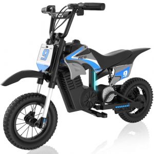 RCB R9X Pro Moto Électrique pour Enfants avec Moteur 350W, Modes de Vitesse 10/15/25 km/h & Autonomie de 16 KM, Lamps d'ambiance, Suspension Double, 12" Moto Cross pour Enfants de 4+ (RCB EU STORE, neuf)