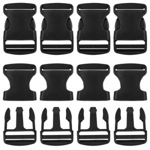 AUAUY 8 Pcs Boucles en Plastique 38 mm, Boucles à Dégagement Latéral Réglables, Boucles de Rechange pour Ceinture de Sac à Dos, Attache Cartable, pour Sangles, Sangles de Bagages, Noir (Lairi, neuf)