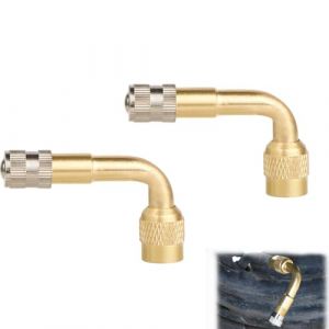 VTYTZZ 2 Pi&egrave;ces Extensions De Valve en Cuivre 90 Degr&eacute;s,Valve Coud&eacute;e Moto,Valve Pneu Voiture,Embout Gonflage,Adaptateur Valve,Embout Gonflage Pneu Voiture,pour Voiture, Moto, V&eacute;lo, Scooter (YIQings-US, neuf)