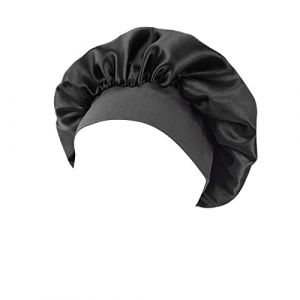 Blanc Cowboy Bonnet en Satin taille de t&ecirc;te r&eacute;glable - Double couche Satin doubl&eacute;e - Bonnet de couchage Wrap - Casquette Vintage T&ecirc;te De Mort (Doncic077, neuf)